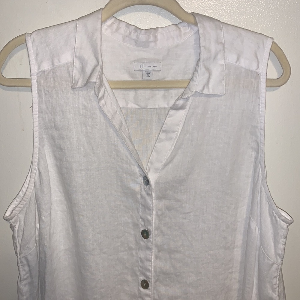 J. Jill Love Linen Peplum high low sleeveless tunic - Picture 2 of 10